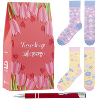 Zestaw prezentowy 2x skarpet na Dzień Mamy Gratis Długopis