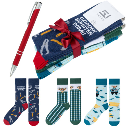 Prezent na Dzień Dziadka Zestaw 3x skarpetki 5JSocks