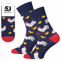 Skarpetki 5J Socks na prezent Wielkanoc kolorowe kury bawełniane