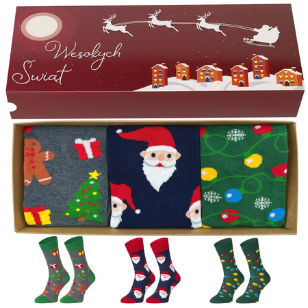 Zestaw 3x prezentowy skarpety na święta 5J Socks Polskie