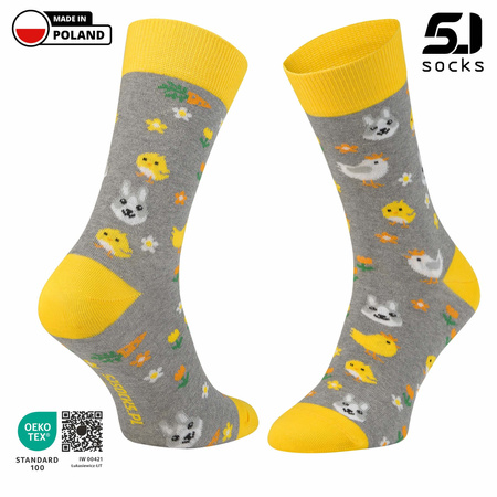 Skarpetki 5J Socks na prezent Wielkanoc kolorowe zajączki bawełniane
