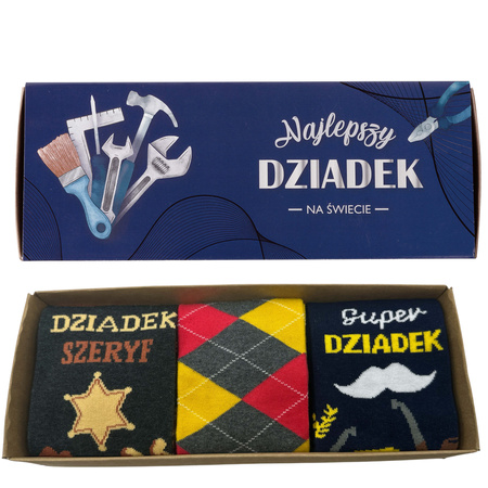 Prezent dla Dziadka zestaw skarpetki 3x 5JSocks Produkt Polski