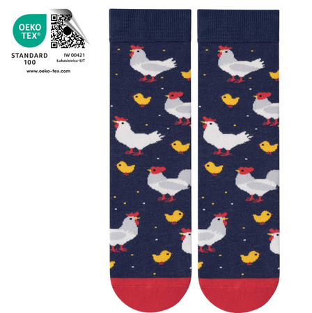 Skarpetki 5J Socks na prezent Wielkanoc kolorowe kury bawełniane