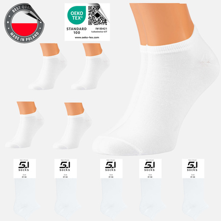 Skarpetki stopki 5J Socks bawełniane BIAŁE mix 5 par