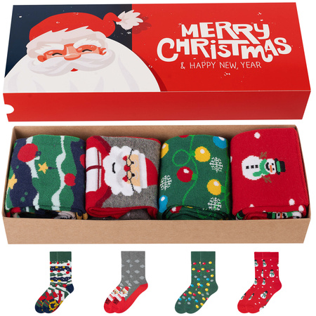 Zestaw 4x na prezent skarpetki świąteczne 5J SOCKS Święta Polskie