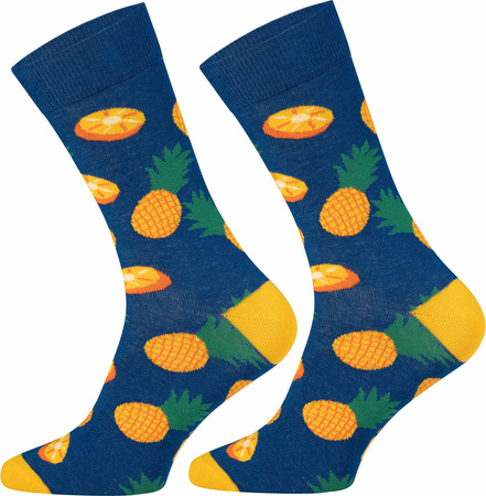Wesołe skarpetki kolorowe bawełniane męskie damskie 5JSocks ananasy Oeko-Tex