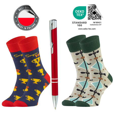 Zestaw 2x Skarpetky Prezent na Dzień TATY OJCA urodziny skarpety skarpetki Gratis Długopis