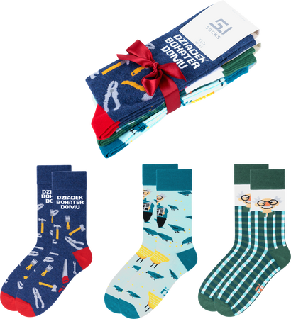 Skarpetki 5J Socks Zestaw Prezentowy, Śmieszne skarpetki dla Dziadka r. 41-46
