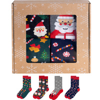 Zestaw skarpet świątecznych 4 pary wzory choinki