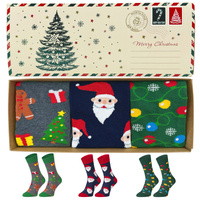 Zestaw 3x skarpetki świąteczne 5J Socks pod choinkę męskie długie