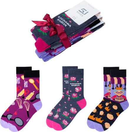 Zestaw 3 skarpet damskich bawełnianych na prezent