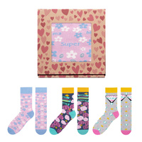 Zestaw 3x skarpetki damskie 5JSOCKS na Dzień Mamy kwiaty