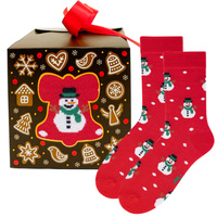 Skarpety świąteczne na prezent Bałwany pod choinkę dla faceta