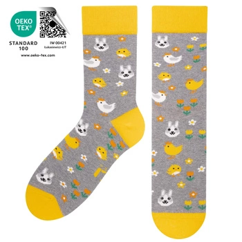 Skarpetki 5J Socks na prezent Wielkanoc kolorowe zajączki bawełniane