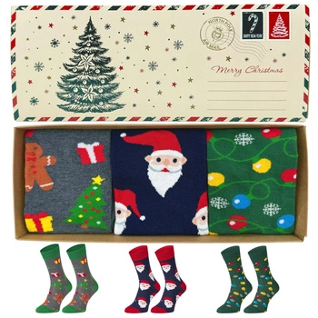 Zestaw 3x skarpetki świąteczne 5J Socks pod choinkę męskie długie