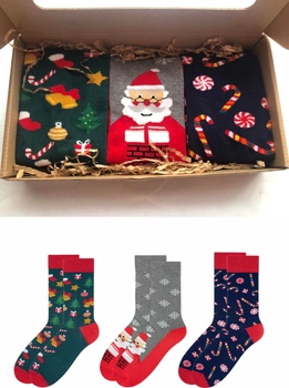 Świąteczne skarpety na prezent 3 pary