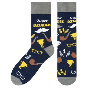 Skarpetki Super Dziadek 5JSocks śmieszny prezent na dzień Dziadka