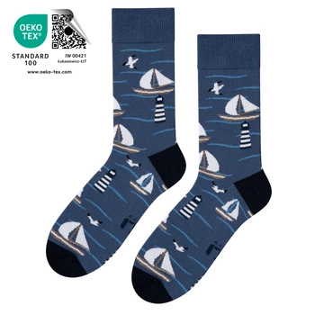 Skarpetki męskie damskie kolorowe 5J Socks statki Oeko-Tex