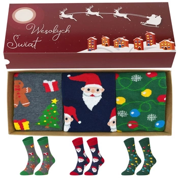 Zestaw 3x prezentowy skarpety na święta 5J Socks Polskie