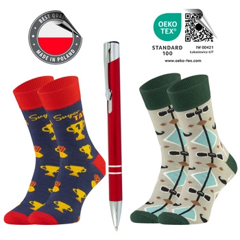 Zestaw 2x Skarpetky Prezent na Dzień TATY OJCA urodziny skarpety skarpetki Gratis Długopis