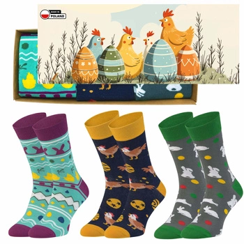 3 pary skarpetki kolorowe 5JSOCKS Wielkanoc męskie