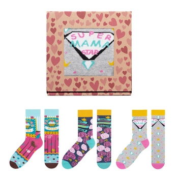 Zestaw 3x skarpetki damskie 5JSOCKS na Dzień Mamy prezent kolorowe