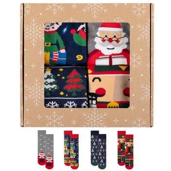 Zestaw 4x skarpety kolorowe świąteczne na prezent Polski Produkt