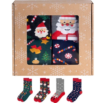 Zestaw skarpet świątecznych 4 pary  wzory choinki