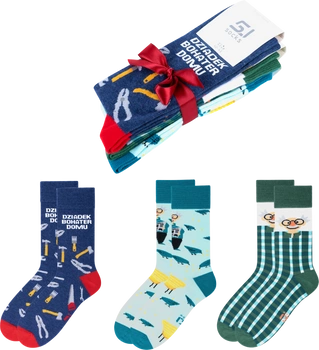 Skarpetki 5J Socks Zestaw Prezentowy, Śmieszne skarpetki dla Dziadka r. 41-46