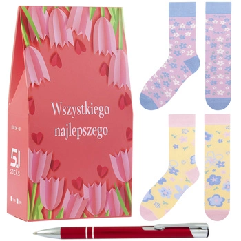 Zestaw prezentowy 2x skarpet na Dzień Mamy Gratis Długopis